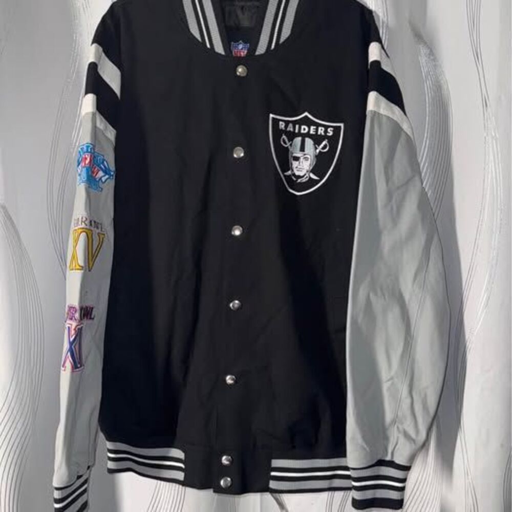 NFL Raiders 3x Super Bowl Champions Varsity Jacket Size XL